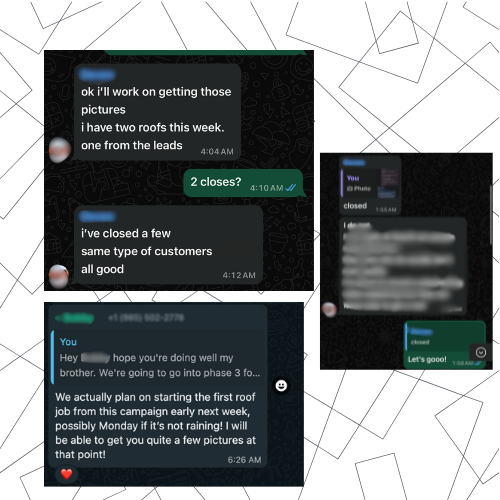 Client message testimonial